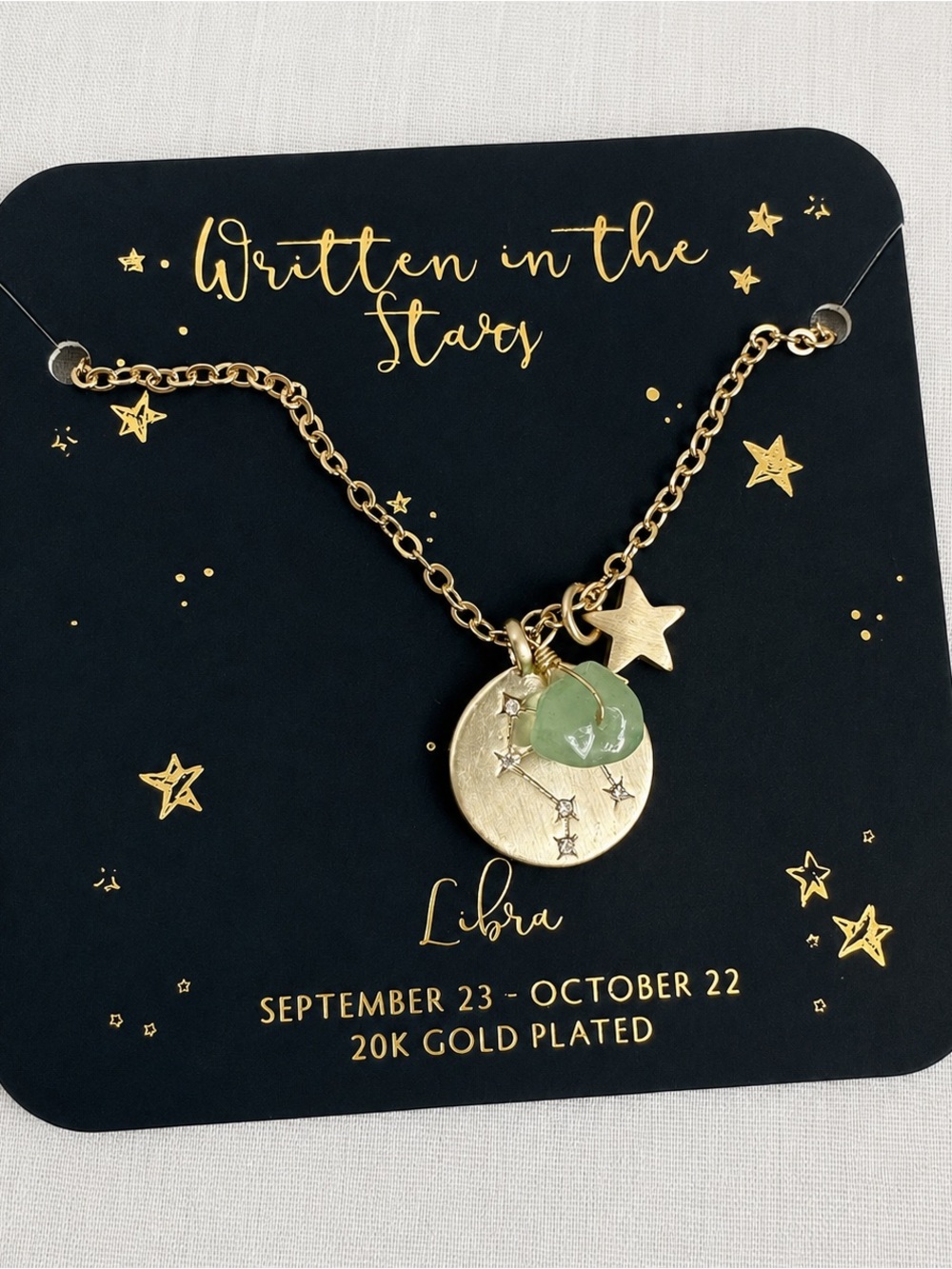 Libra Zodiac Constellation Necklace 20K Gold Plated NWT Astrology Jewelry